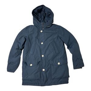 Woolrich Parka Boys 14 Navy Hooded Insulated Button‎ Front Winter Coat Puffer